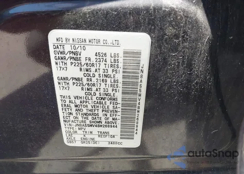 2011 Nissan Rogue Sv from USA, damaged, VIN JN8AS5MV4BW268944